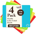 Cooler Kitchen 4 Piece Flexible Plastic Cutting Boards for Kitchen, BPA Free Plastic Cutting Mats For Kitchen - Extra Thick Chopping Mats - Mats Color Coded with Food Icons - Non Slip Dishwasher Safe