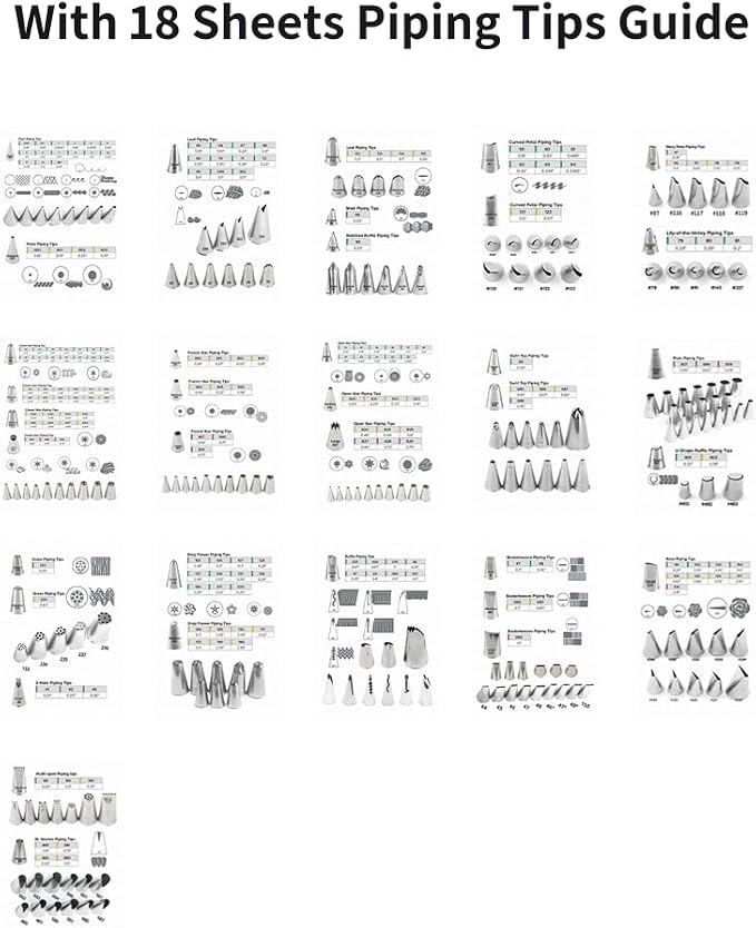 Piping Tips Practice Board Guide Paper Sheets 250+ Cake Decorating Tips Techniques Tutorial Patterns 74 Sheets/Set | Piping Tips Practice Board Guide Paper Sheets 250+ Cake Decorating Tips Techniques Tutorial Patterns 74 Sheets/Set