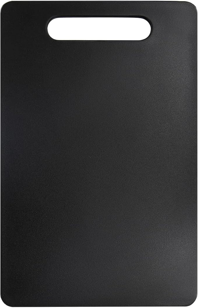 Fotouzy Plastic Utility Cutting Board with Handles, Food Safe PP Material, BPA Free, Dishwasher Safe, Thick Chopping Board, Large Size, Easy Grip Handle, for Kitchen (Black)