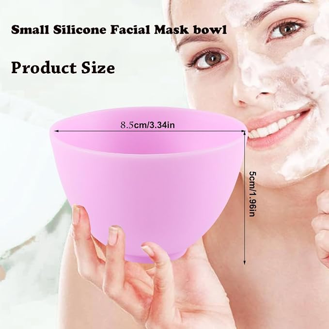 Small Silicone Face Mask Mixing Bowls, Purple 6 Pack, for Facials | Microwave and freezer safe, non-stick flexible design, 3.3-inch size, rinse cleanup, hair dye, lotion and clay blend prep