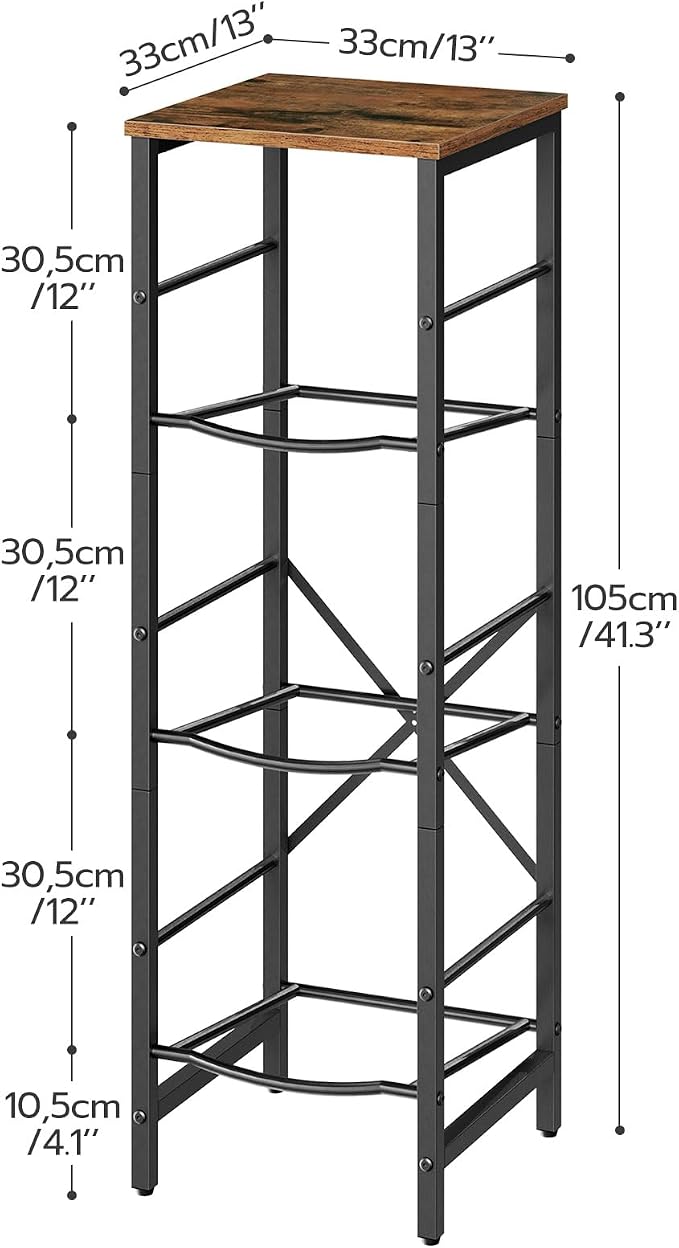 HOOBRO Water Jug Rack, Water Bottle Holder, 5 Gallon Water Jug Rack, 3-Tier Water Cooler Storage Rack, Water Dispenser Stand, for Kitchen, Living Room, Office, Rustic Brown and Black BF01ST01