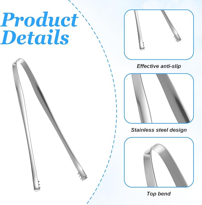2PCS Egg Chalaza Removal Tool,Stainless Steel Small Ice Tongs | Toothed Design Eggshell Fragment Membrane Remover Tong,Multipurpose Kitchen Tool for Cooking Food Cake Bakers Pastry Chefs