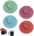 4 Pcs Sunflower Silicone Stretch Lids Multicolored for Mugs, Cups, Bowls, Glass Containers, Silicone Cup Covers Food Grade Dust-proof Alright Seal for Coffee and Tea