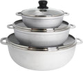 IMUSA 1.5, 3.5 & 7 Qt Cast Aluminum Caldero 3 Piece Set with Glass Lid
