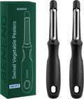 Beneno Swivel Vegetable Peeler, Smooth Peeling Potato Peeler (2, Black) | Razor-Sharp Stainless Steel Blade, Ergonomic Non-Slip Grip, Built-In Potato Eye Remover, Durable Design for Fruits & Veggies