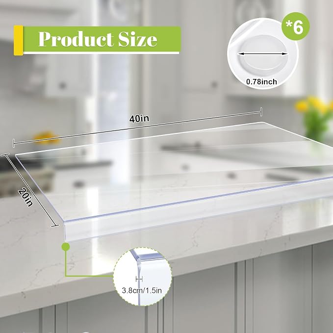 Wesiti Large Acrylic Cutting Board with Lip Non Slip 40"L X 20"W Clear Cutting Board Chopping Acrylic Countertop Protector Cover Shatter Resistant for Home Restaurant Kitchen Sink Stove
