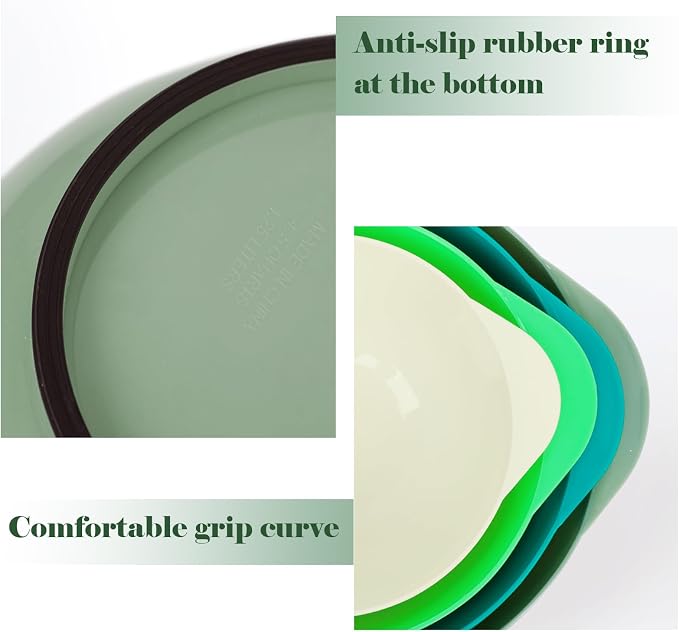 BoxedHome Classic Mixing Bowl Set, Microwave Safe, 3.5 quarts (Army Green) | BPA-Free Plastic,Dishwasher Safe,4-Piece (1.7, 2.5,3.5 & 4.5 Qt),Nesting Bowls for kitchen Baking,Salads,Meal Prep,RV,Camping