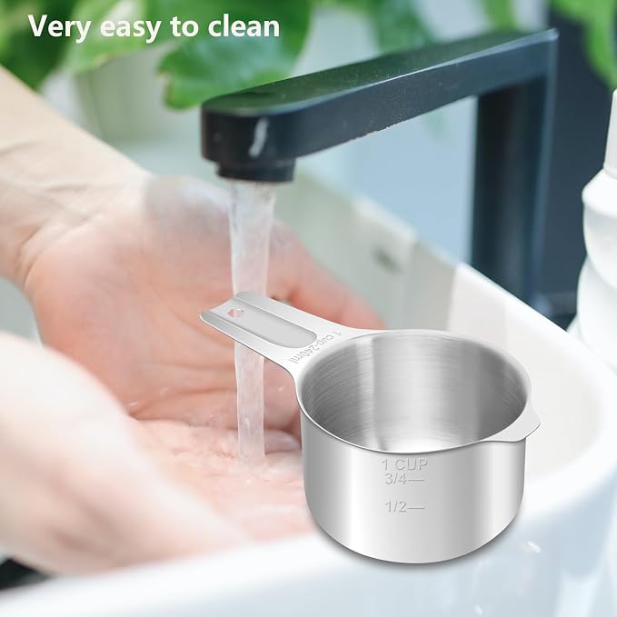 2/3 Cup (160 ml | 5.3 oz | 160 cc) Stainless Steel Measuring Cup, Metal Measuring Cup for Cooking & Baking