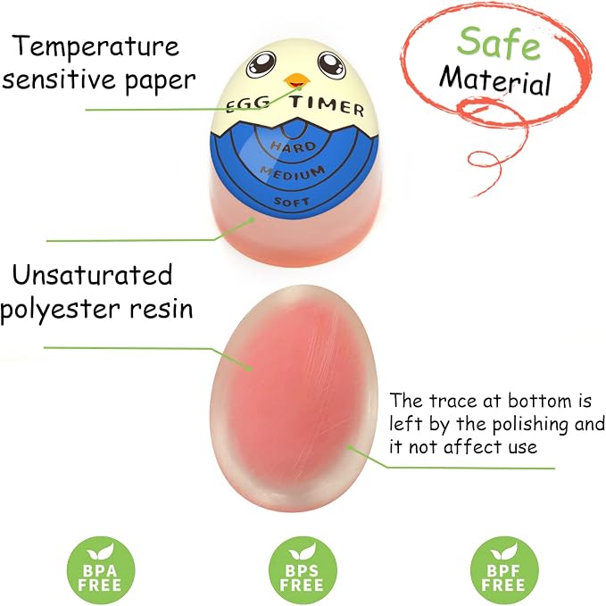 Lasubst Egg Timer for Boiling Eggs that Changes Color When Done, 2 Blue