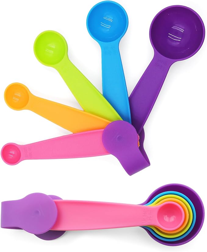Measuring Cups and Spoons set, Collapsible Measuring Cups, 4 piece Measuring Tool Engraved Metric/US Markings for Liquid & Dry Measuring, Space Saving, BPA Free Silicone, Colorful