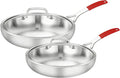 DELARLO Tri-Ply Stainless Steel Frying Pan Set 10.2" 12.2" kitchen skillet | Stainless Steel Pan Cooking Heat fast and evenly Compatible with All Cooktops Dishwasher and Oven Safe