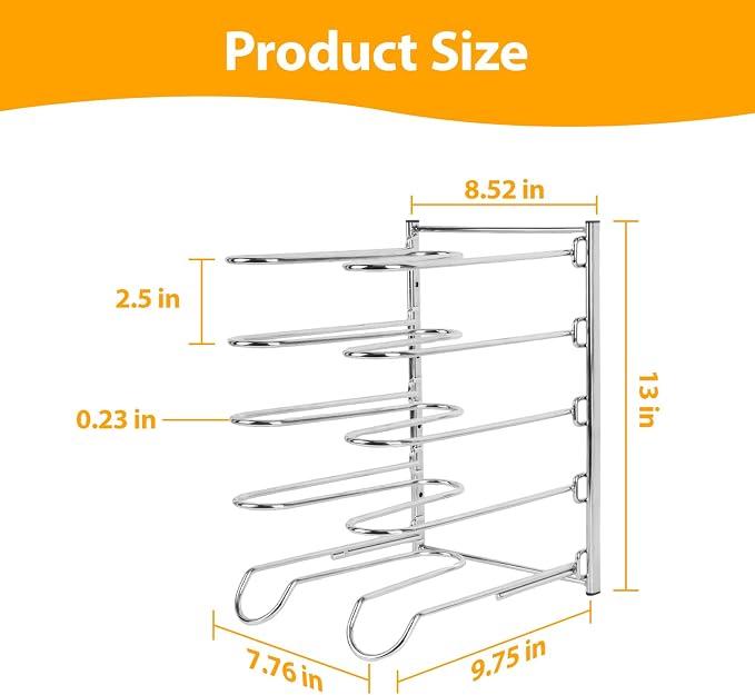 5 Tier Pizza Rack 10.43 x 8.52 x 13 Inches Stainless Steel | Pizza Pan Rack,5 Tier Pizza Riser Compact Design Easy Storage Holds Multiple Pans