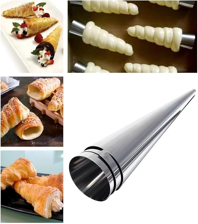 10 Pack Large Cream Horn Forms 5-inch, Non-stick Horns Pastry Mould Croissant Baking Forms for Baking Croissants Bead, Chocolate Croissant, Brioche Rolls, Ice Cream Cone Party Dessert