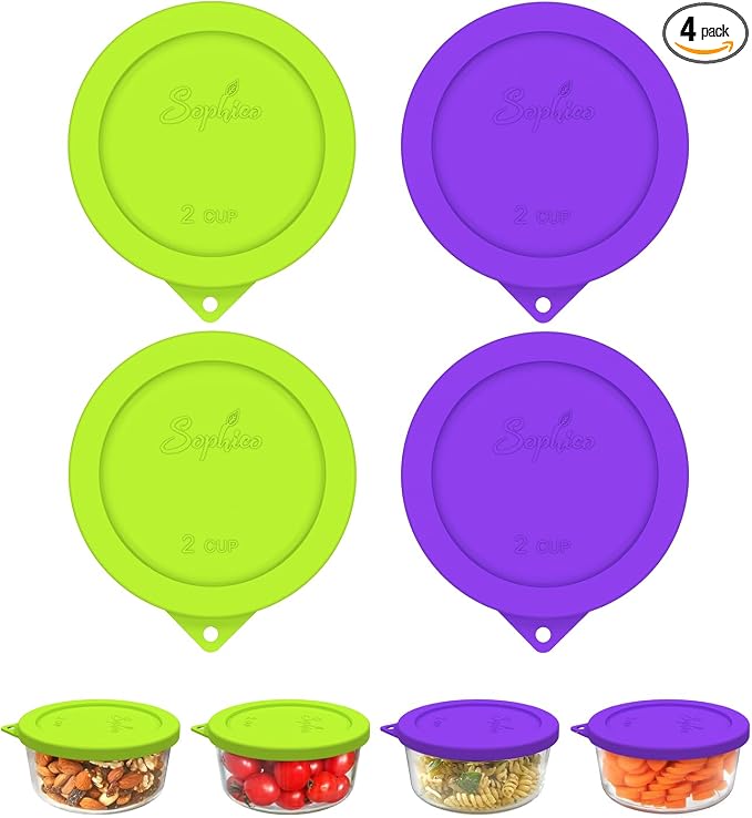 SOPHICO 2 Cup Silicone Lids Replacement for Pyrex & Anchor Hocking 7200-PC | Food Grade Silicone, Leakproof、Airtight Lids, Dishwasher Microwave Safe