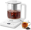 Electric Tea Kettle with Infuser, 1.5L Glass Water Boiler with Temperature Control, 24H Keep Warm & Auto Shut-Off, White