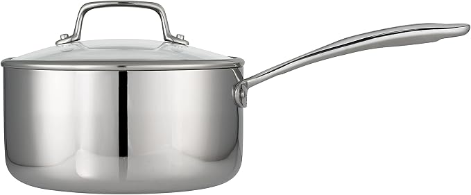 Tramontina Boston Tri-Ply Clad Stainless Steel 3-Quart Sauce Pan with Lid | Induction-Ready, Dishwasher-Safe, NSF-Certified