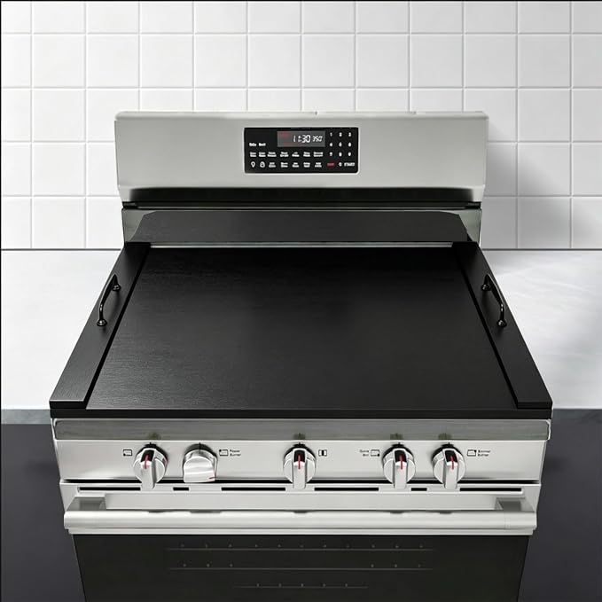 Noodle Board Stove Cover with Handles, Black | For Electric Stove, For Gas Stove Top