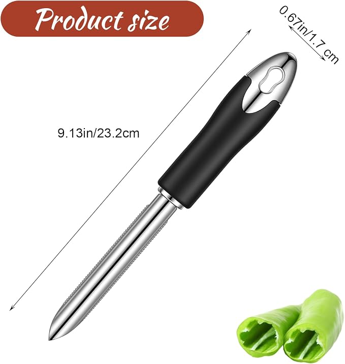 Jalapeno Pepper Corer Zucchini Cucumber Remover Stainless Steel Vegetable And Fruit Corers Durable Special Kitchen Gadgets With Serrated Edge For Vegetables Fruits Easy Seed Removal