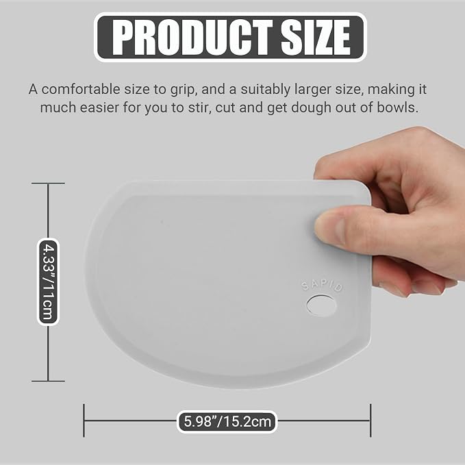 Silicone Dough Scraper with Metal Core Flexible Bowl Scraper Bread Baking | With Stainless Steel Sheet, Curved Edge Food Grade Silicone Bench Scraper for Sourdough Bread, Set of 2, Gray & Purple, SAPID