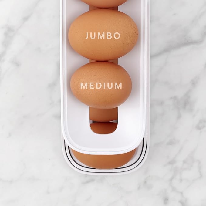 YouCopia RollDown™ Egg Dispenser, Space-Saving Rolling Eggs Dispenser and Organizer for Refrigerator Storage