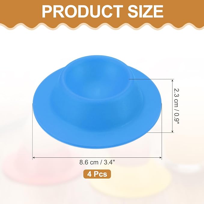 uxcell 4 Pack Soft Boiled Egg Holder, Nonstick Silicone Egg Poacher Cups Poached Cups Kitchen Breakfast Gadget for Microwave Air Fryer Stove Top Cooking Boiled Poached, Blue