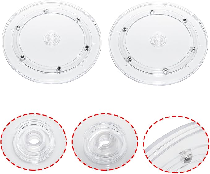 2Pcs Clear Acrylic Lazy Susan 7 Inch Turntable Organizer Bearings | Mini Lazy Susan, Small Lazy Susan Turntable, 360° Rotating Swivel Plate for Spice Rack, Cosmetic, Cake, Pantry, DIY Display