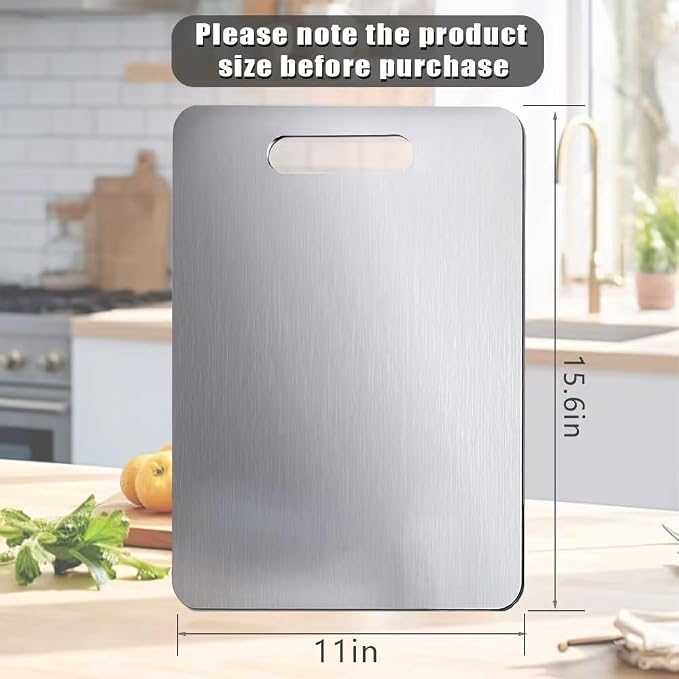 Titanium Cutting Board, 2 PCS Titanium Cutting Boards for Kitchen, Non Toxic, Double-Sided Food Grade Chopping Board for Outdoor Camping(15.6" x 11",15.6" x 11")