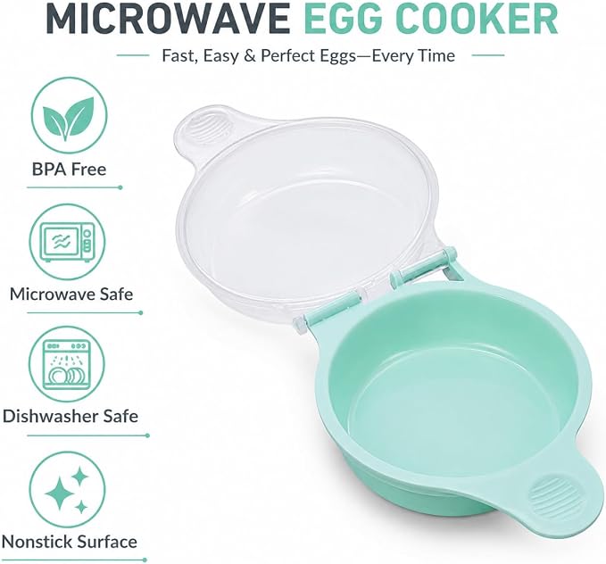 Microwave Egg Cooker for Sandwiches & Omelets – BPA-Free Microwave Egg Poacher, Fried Egg Maker, Omelet Maker, & Scrambled Egg Cooker – Cooks 2-3 eggs in less then 2 minutes Breakfast Maker by Dependable Industries Inc. Essentials
