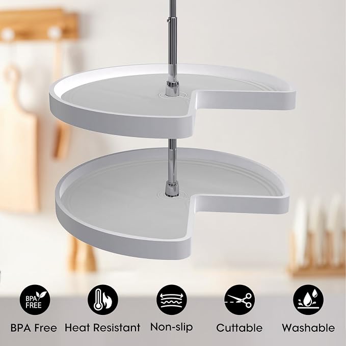 Lazy Susan Shelf Liner,Silicone Lazy Susan Liners for 28in Kitchen Turntables – Non-Slip and Heat-Resistant for Added Convenience 2PCS