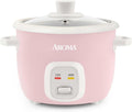 AROMA® Mini Rice Cooker, 2-Cup (Uncooked) / 4-Cup (Cooked), Grain Cooker, Soup Maker, Oatmeal Cooker, Auto Keep Warm, 1 Qt, Pink, ARC-302NGP