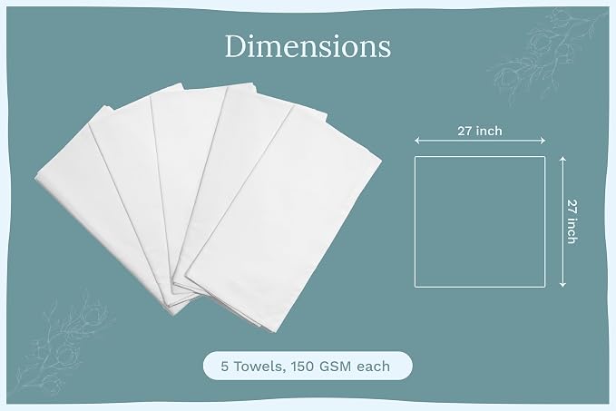 Organic Cotton Tea Towels for Embroidery - Blank Flour Sack Dish Towels for Customization - Perfect White Kitchen Towels for Sublimation to Customize and Personalize - 27"x27" (White - 5 Pack)