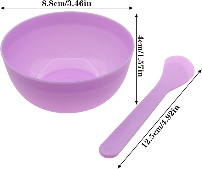 DIY Slime Making Tools 8 Plastic Slime Bowl and 8 Glue Mixing Spoons for Glue and Slime Mixing (8 Sets Purple)
