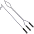 40in Fire Tongs and Fire Poker Set Stainless Steel | Firepit Tools Set Large Log Grabbers for Outdoor Fire Pit Bonfire Campfire Backyard Deck Indoor Fireplace Tools Set