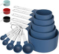 Measuring Cups & Spoons Set, Stackable Cups and Spoons | Nesting Measure Cups with Stainless Steel Handle, Kitchen Gadgets for Cooking & Baking (Blue)