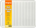 Songrey Silicone Dish Drying Mat for Kitchen Counter, 16" x 12", White | Drying Pad for Sink Dishes or Under Rack, Multi-Use as Heat Resistant Trivet, Coffee Bar Mat