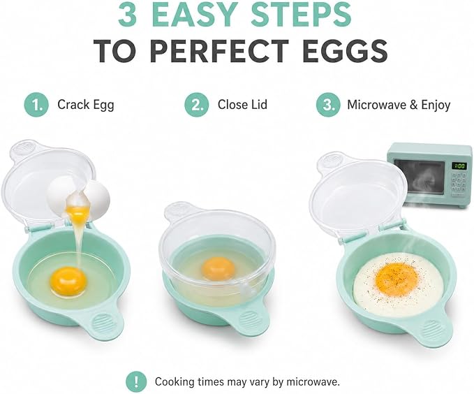 Microwave Egg Cooker for Sandwiches & Omelets – BPA-Free Microwave Egg Poacher, Fried Egg Maker, Omelet Maker, & Scrambled Egg Cooker – Cooks 2-3 eggs in less then 2 minutes Breakfast Maker by Dependable Industries Inc. Essentials