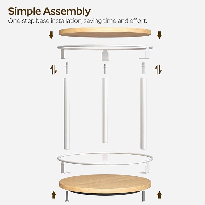 Lazy Susan Organizer, Rotating Spice Rack, 2 Tier Spice Turntable Organizer, Industrial Turntable Spice Holder, for Kitchen Countertop, Compact and Versatile, White and Natural SR22WN