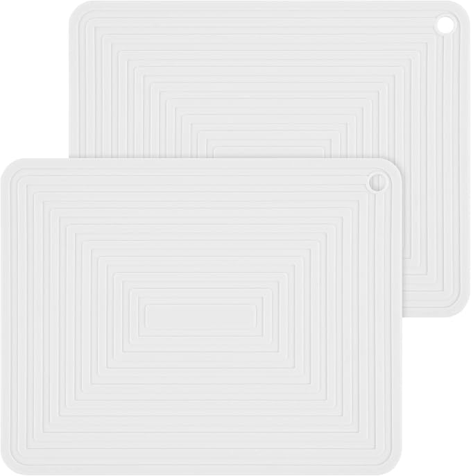Trivets for Hot Dishes, Trivet Hot Pads for Kitchen, Silicone Trivets for Pots and Pans, Silicone Pot Holders, Trivet for Quartz Countertops, Heat Resistant Mats Set 2 White