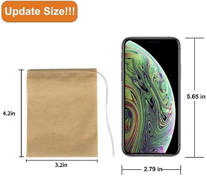 Numola Unbleached Tea Filter Bags with Disposable Drawstring, Tea Bags Empty, Wood Pulp Filter Paper Organic Tea Infuser Bag for Loose Leaf Tea 200 Pcs (3.2'' x 4.2'')