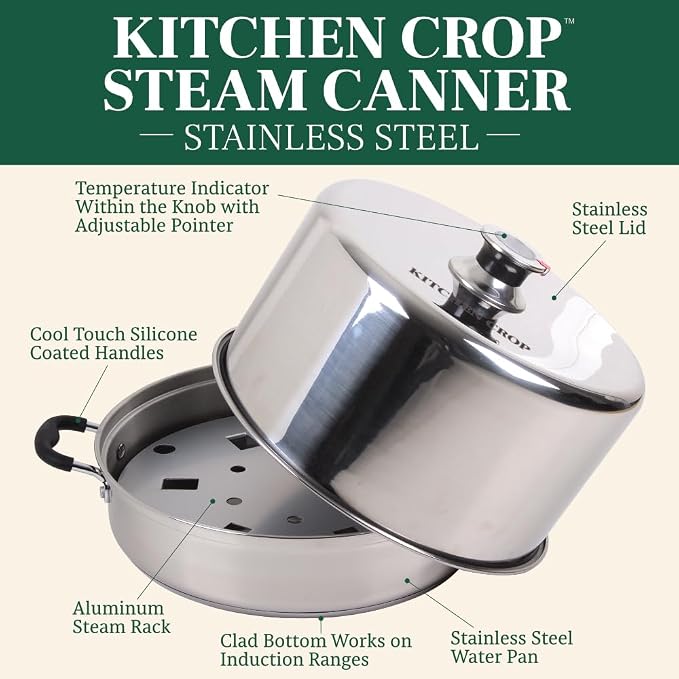 Kitchen Crop Steam Canner with Temperature Indicator (Stainless Steel Steam Canner)
