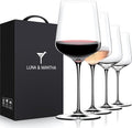 Red Wine Glasses Set of 4, 15oz Crystal Hand Blown, Long Stem, Gift | Clear, Wtite Wine Glass, Ideal Gift for Set, Toasting at Weddings or Birthdays, Daily Use