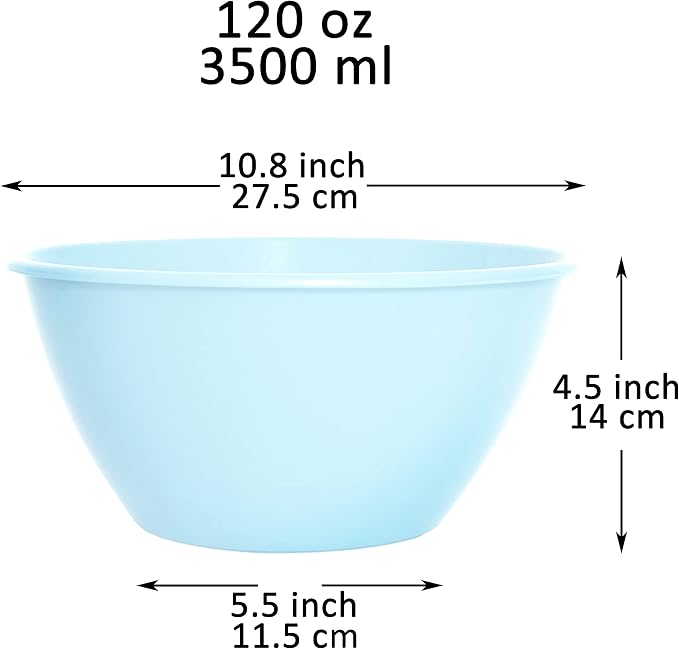 Youngever 11 inch 120 Ounce Plastic Mixing and Serving Bowls, Large Popcorn Bowls, Salad Bowls, Chip and Dip Serving Bowls, Set of 9 (Coastal)