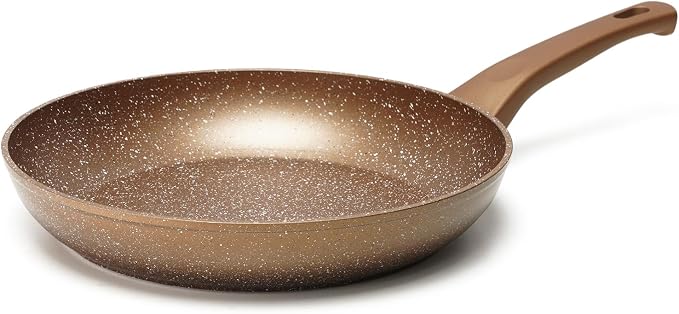 Innerwell 8-Inch Nonstick Frying Pan Small Egg Pan Skillet | Even Heating All Stove Compatible, PFOA PFOS Free, Granite Stone Cookware Skillet, Healthy and Non Toxic, Gold