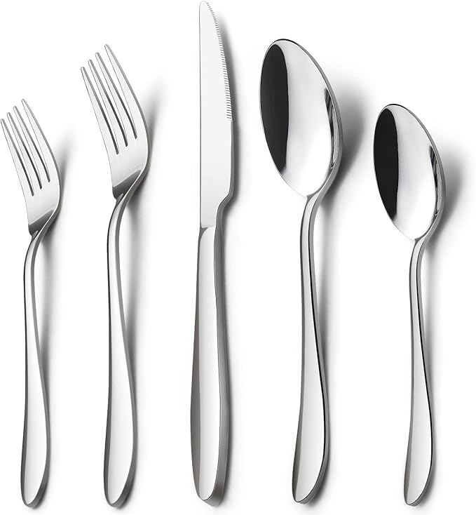 HaWare Silverware Set, 10-Piece Stainless Steel Flatware Set, Service for 2 | Food Grade Cutlery Set, Include Fork Spoon Knives, for Home & Restaurant, Mirror Polished, Dishwasher Safe