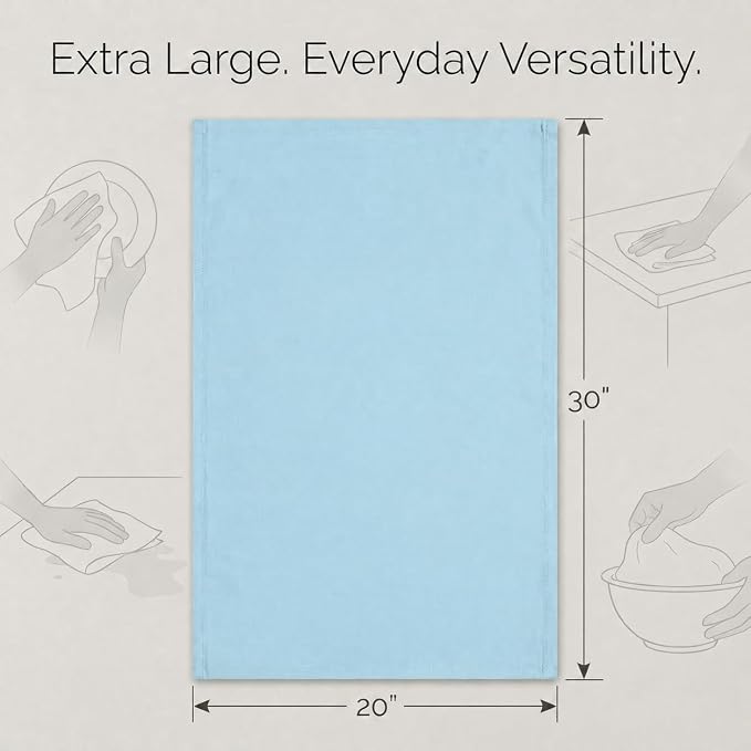 Urban Villa Kitchen Towels Cotton Dish Towels 20”x30” (Set of 6) Aqua