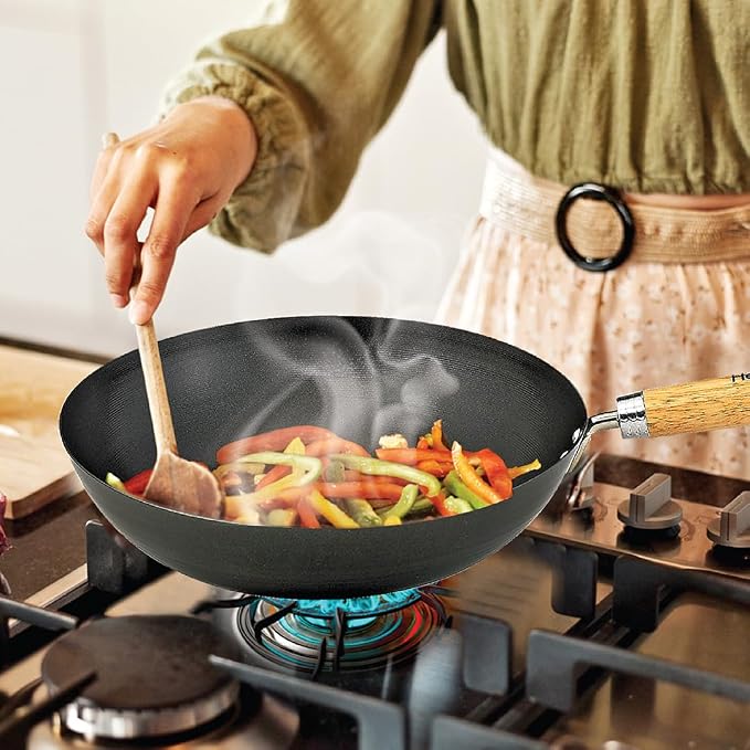 Helen's Asian Kitchen Xylan Non-Stick Wok, 12-Inch Flat Bottom Wok