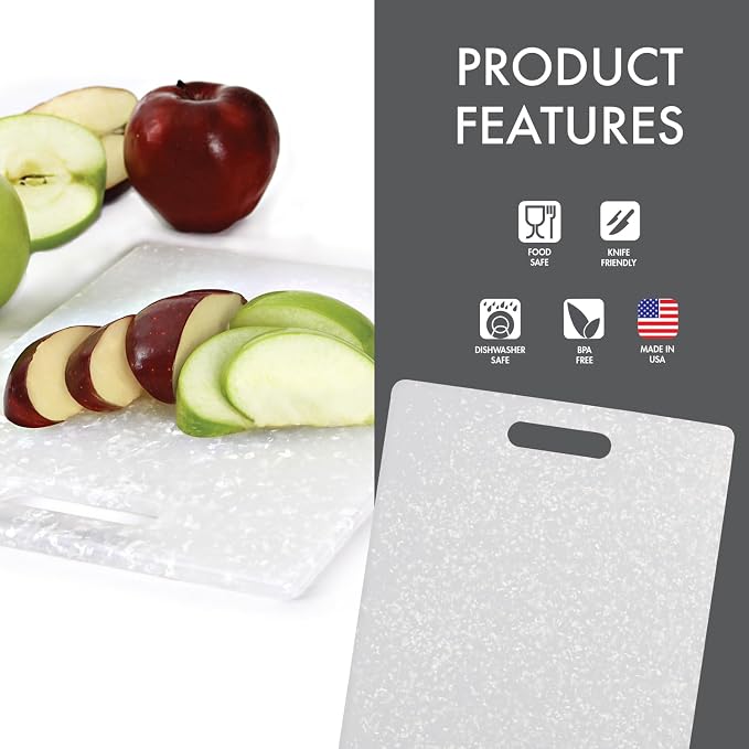 Dexas Original Jelli Cutting Board with Handle, 11 by 14.5 inches, White Granite Pattern