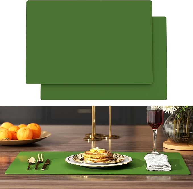 2-Pack Silicone Counter Mats 24”x16”,Green | 1.5mm thick silicone counter protector, heat resistant & non-slip. Works for air fryer, hot pots, pans and coffee maker.