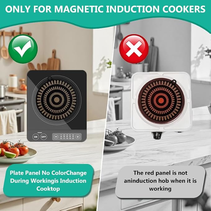 2Pcs Thermochromic Silicone Induction Cooktop Protect Mat,9.45inch Induction Cooktop Protective Cover,Non-Slip Pads to Prevent Pots and Pans from Sliding While Cooking