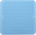 MicoYang Silicone Dish Drying Mat for Multiple Usage,Easy clean,Eco-friendly,Heat-resistant Silicone Mat for Kitchen Counter or Sink,Refrigerator or Drawer liner Light Blue M 12 inches x 12 inches